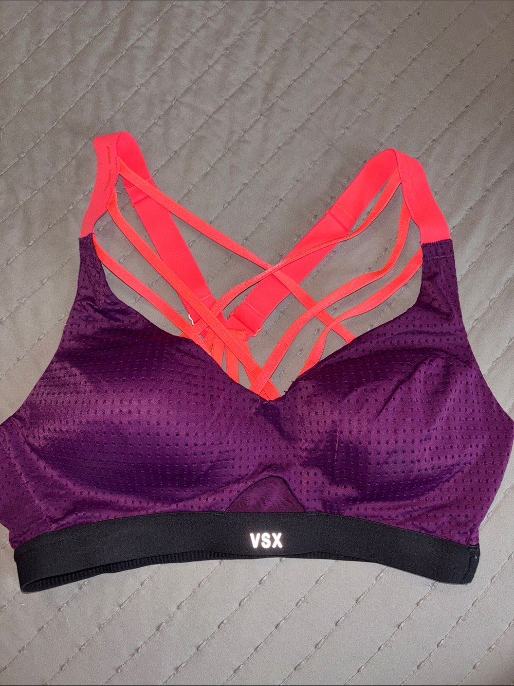 VSX Purple Sports Bra with Pink Strappy Back